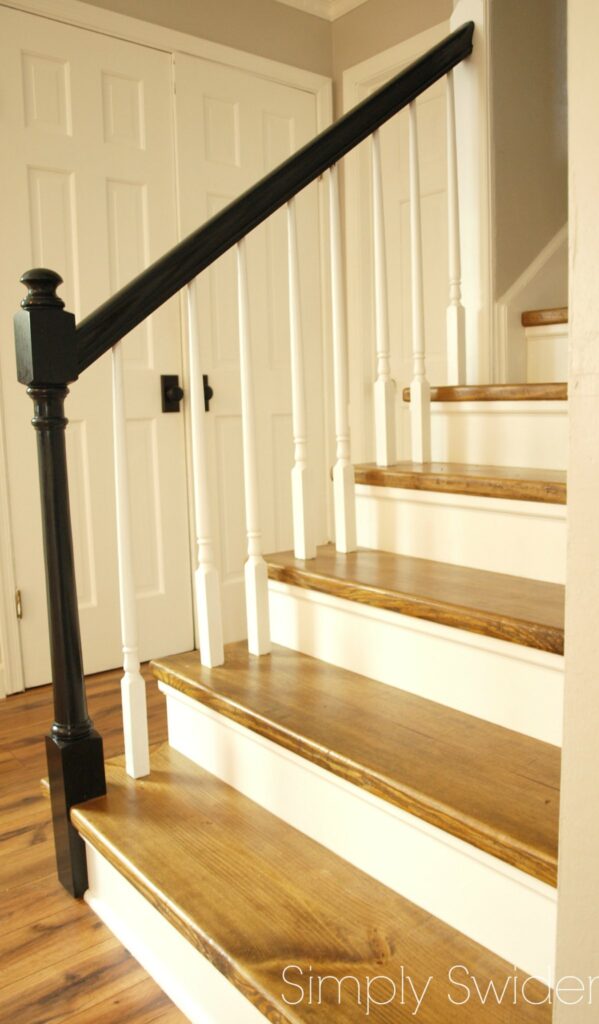 wood stairwell makeover