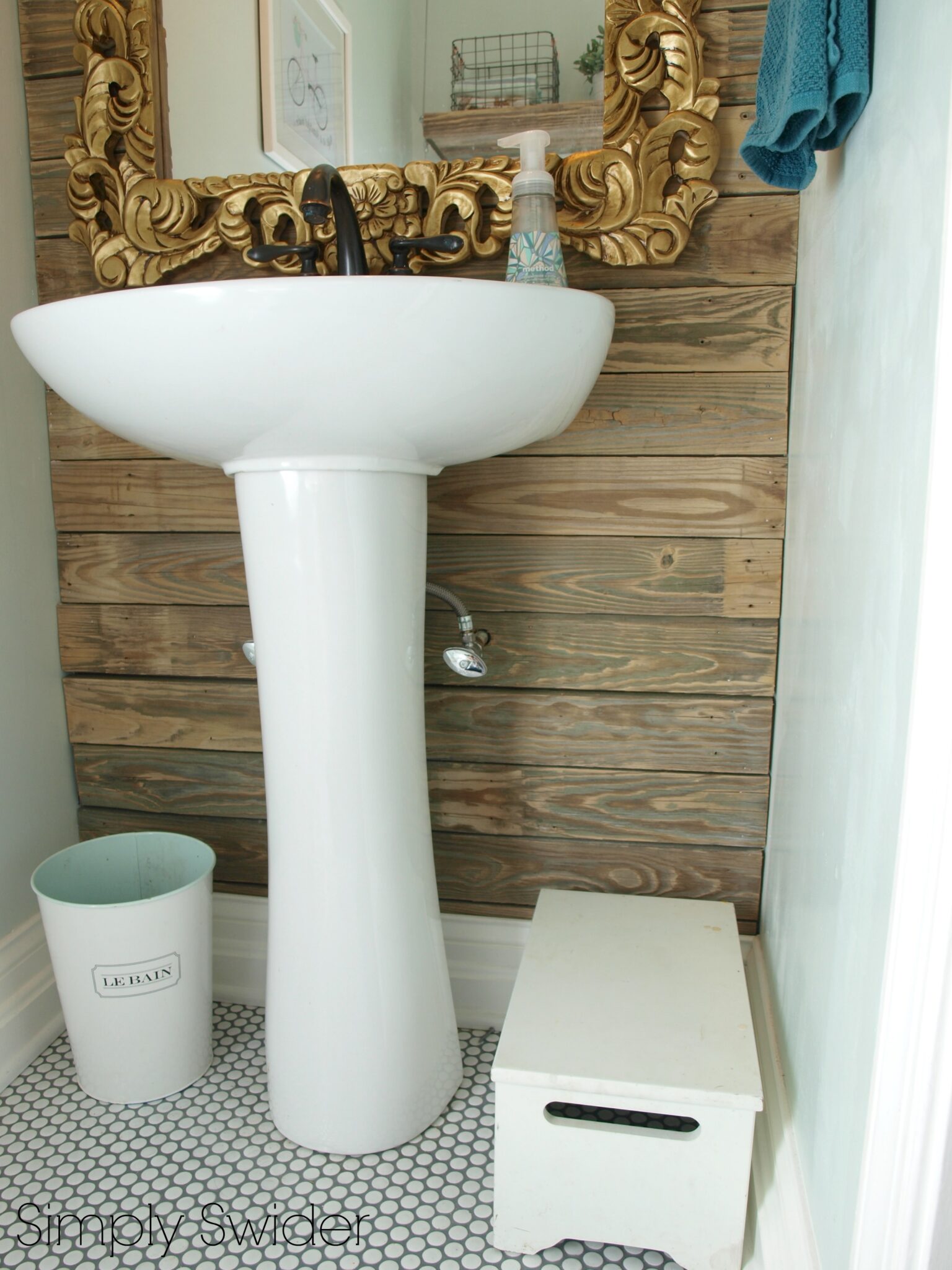 View of Industrial Chic Bathroom Makeover - SimplySwider.com