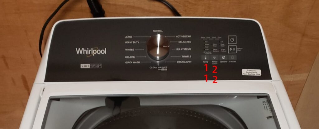 Whirlpool 2 in 1 Washer Reset