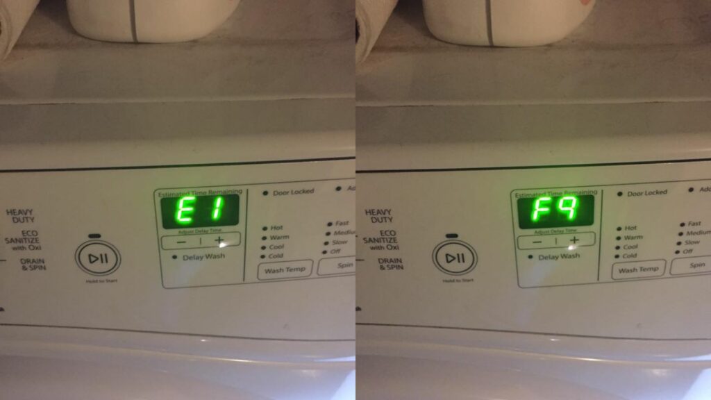 E1/F9 Whirlpool Washer Error Codes