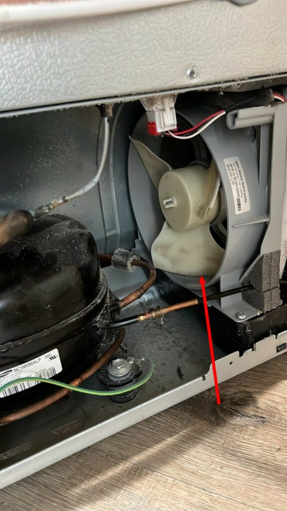 Condenser fan motor is broken and had been replaced