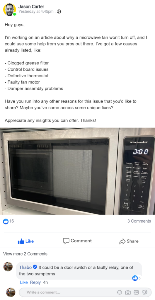 Simply Swider Facebook Group Comment Microwave Fan Wont Turn Off Causes