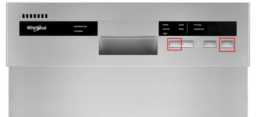 Whirlpool Dishwasher Cycles and Start Cancel Buttons Diagnostic Technique