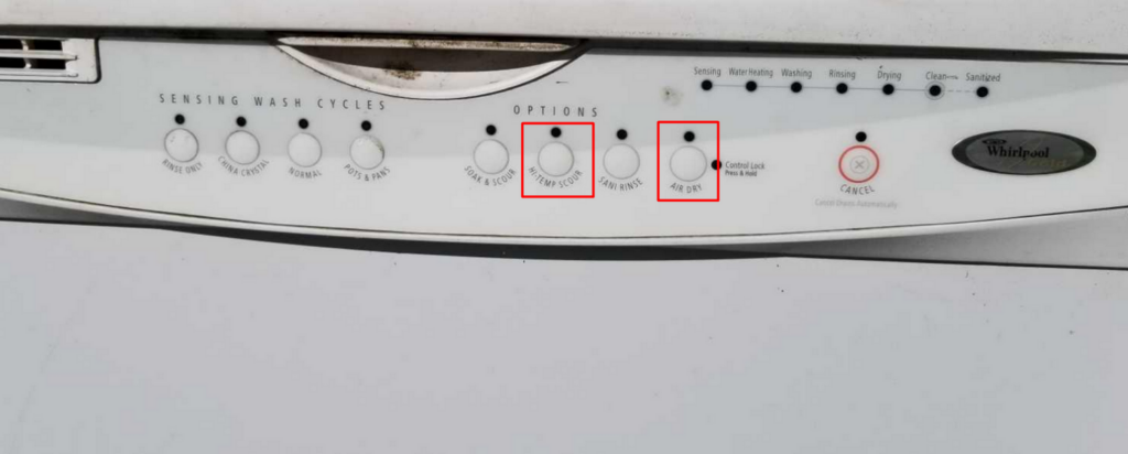 Whirlpool Dishwasher High Temp Air Dry Diagnostic Technique